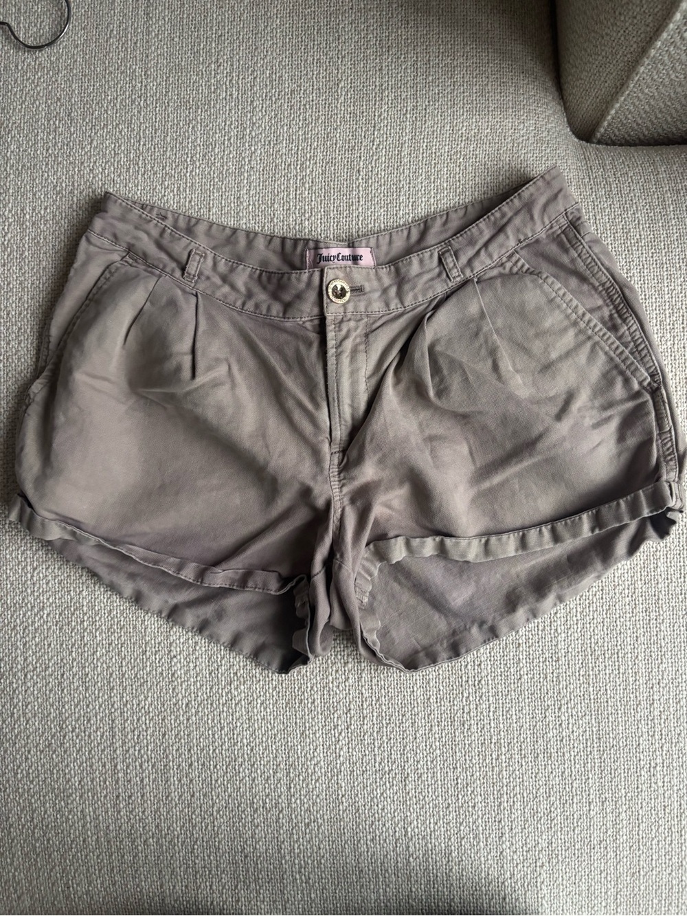 Juicy Couture Taupe High-Waist Pleated Women's Shorts
